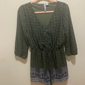 Ayla Boho Green & Blue Romper